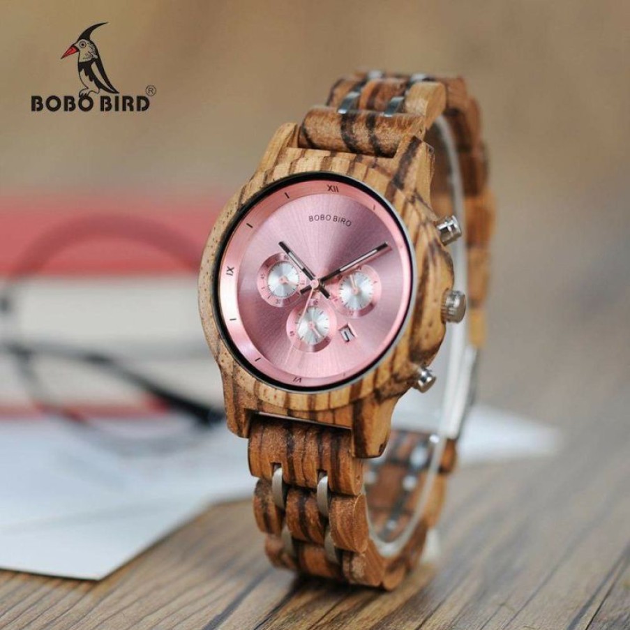 Watches Boho Beach Hut Beach | Boho Beach Hut Women'S Watches Bobo Bird Wooden Quartz Watch Chronograph Date