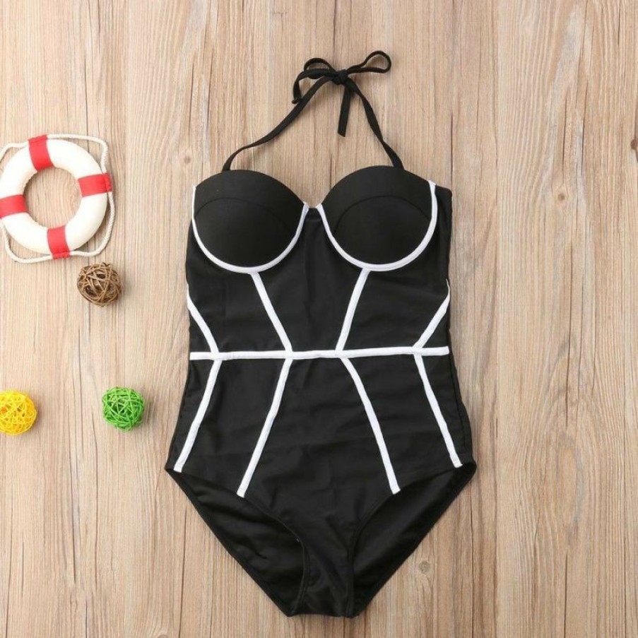 Plus Size Boho Beach Hut Beach | Boho Beach Hut White One Piece Swimsuit Black