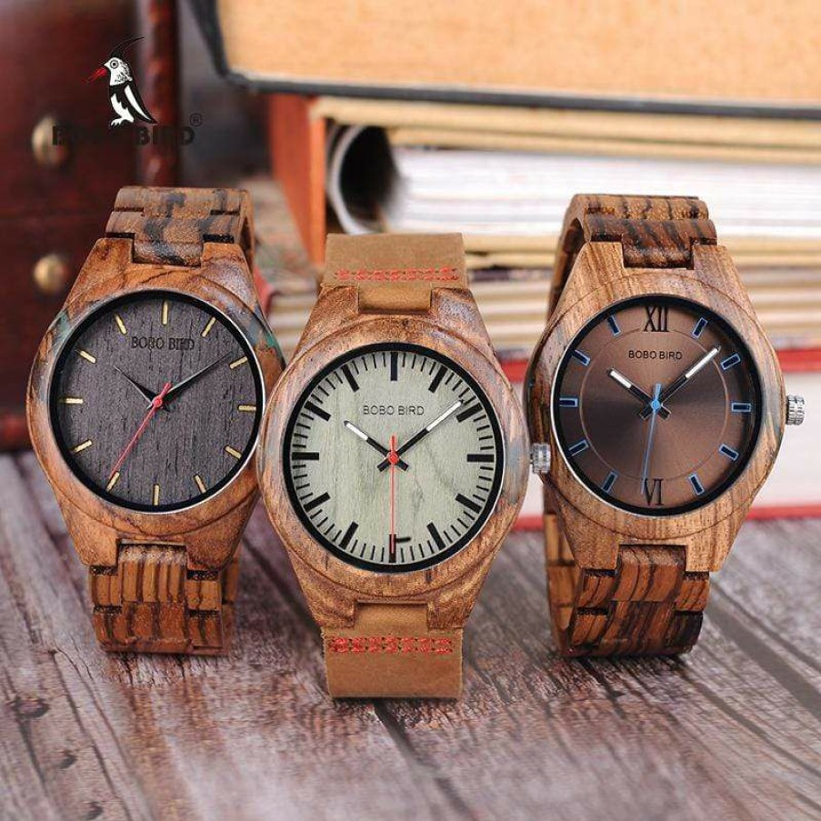 Watches Boho Beach Hut Beach | Boho Beach Hut Bobo Bird Wooden Quartz Watch In Multiple Colors Men'S Watches