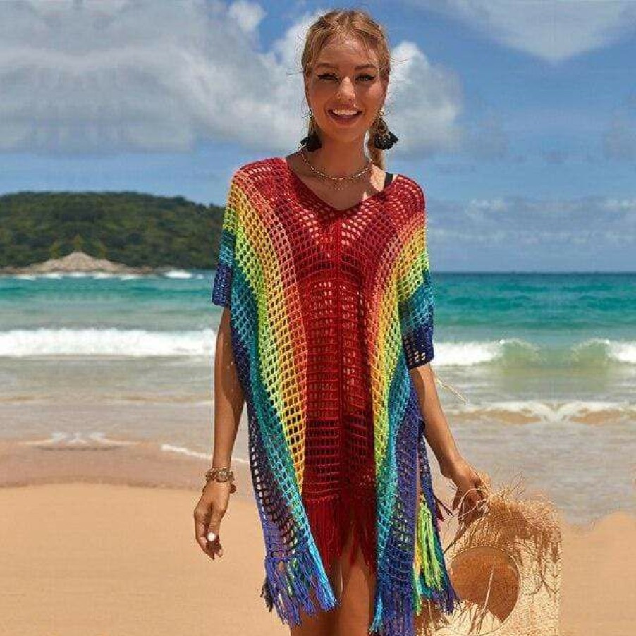 Swim Boho Beach Hut Beach | Boho Beach Hut Swim Bathing Suit Cover Ups Rainbow