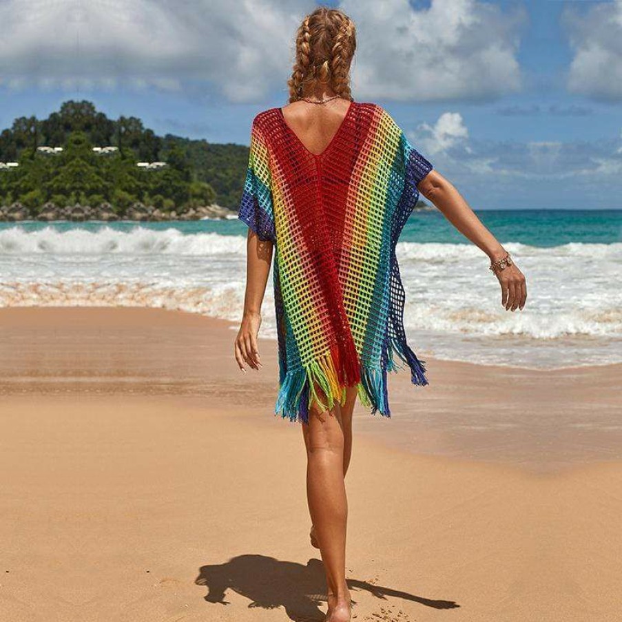 Swim Boho Beach Hut Beach | Boho Beach Hut Swim Bathing Suit Cover Ups Rainbow