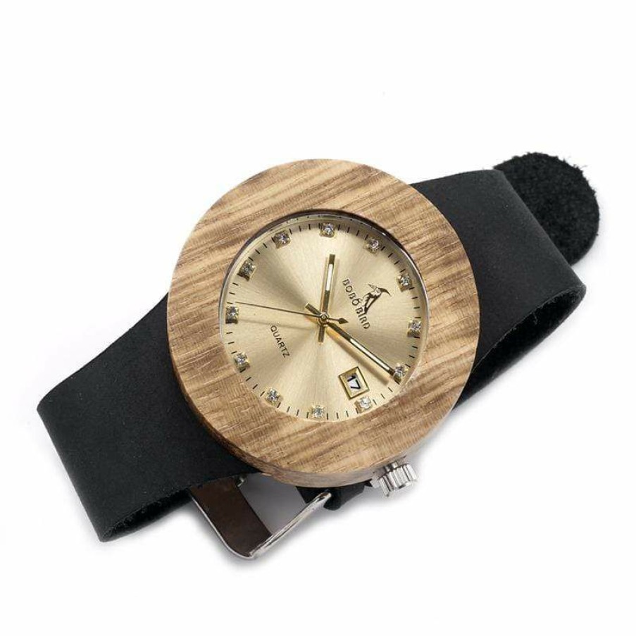 Watches Boho Beach Hut Beach | Boho Beach Hut Women'S Watches Wooden Watch Zebra Wood Genuine Leather Band Zebra Grain