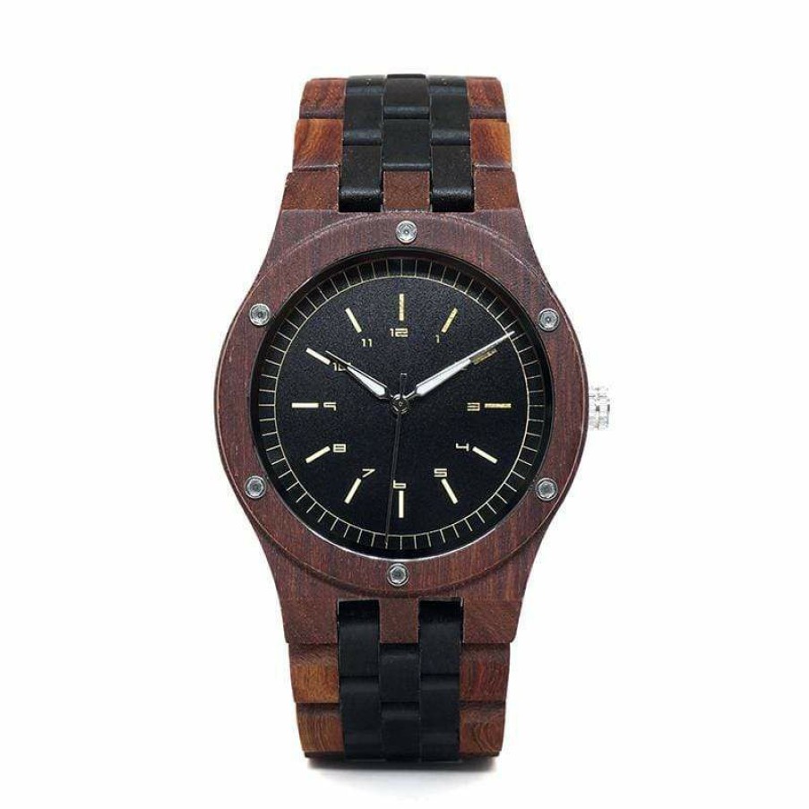 Watches Boho Beach Hut Beach | Boho Beach Hut Bobo Bird Red & Black Wooden Watch Men'S Watches Red/Black