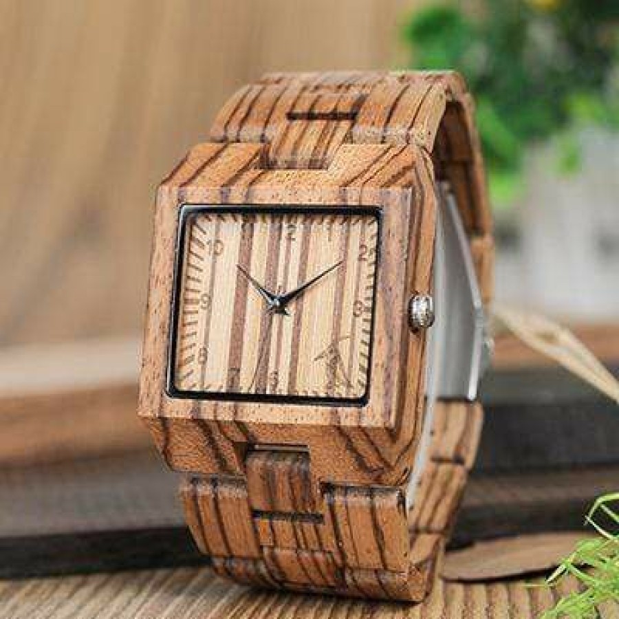 Watches Boho Beach Hut Beach | Boho Beach Hut Bobo Bird Wooden Watch With Rectangular Face