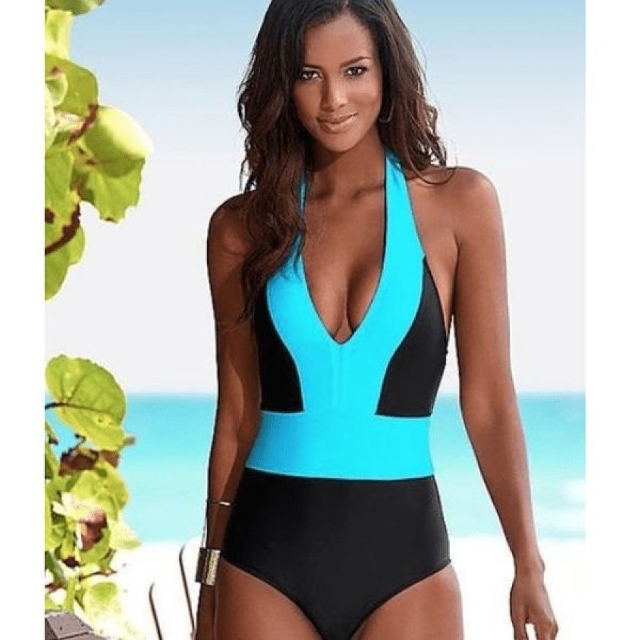 Swim Boho Beach Hut Beach | Boho Beach Hut Sexy Two Tone One Piece Swimsuit