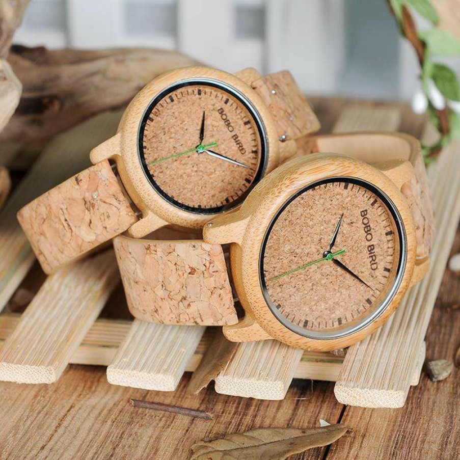 Watches Boho Beach Hut Beach | Boho Beach Hut Women'S Watches Bobo Bird Natural Bamboo Cork Band Wooden Watch Beige