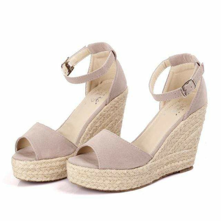 Footwear Boho Beach Hut Beach | Boho Beach Hut Footwear Peep Toe Wedges