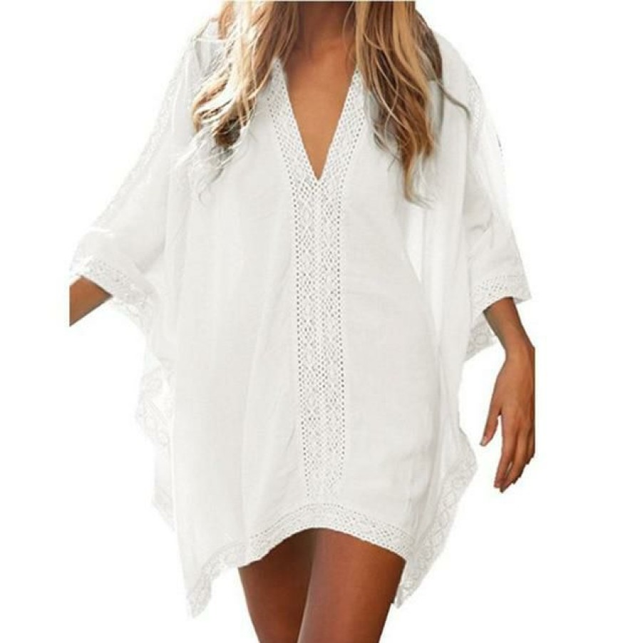 Plus Size Boho Beach Hut Beach | Boho Beach Hut Chic Deep V-Neck Beach Cover Up