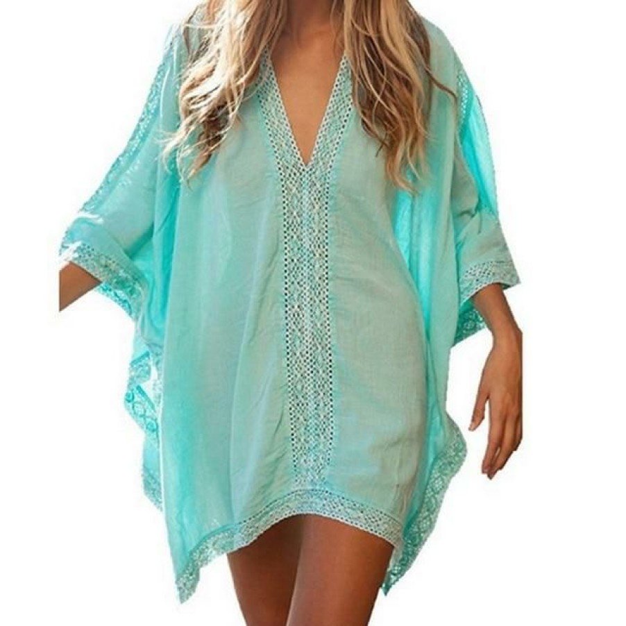 Plus Size Boho Beach Hut Beach | Boho Beach Hut Chic Deep V-Neck Beach Cover Up