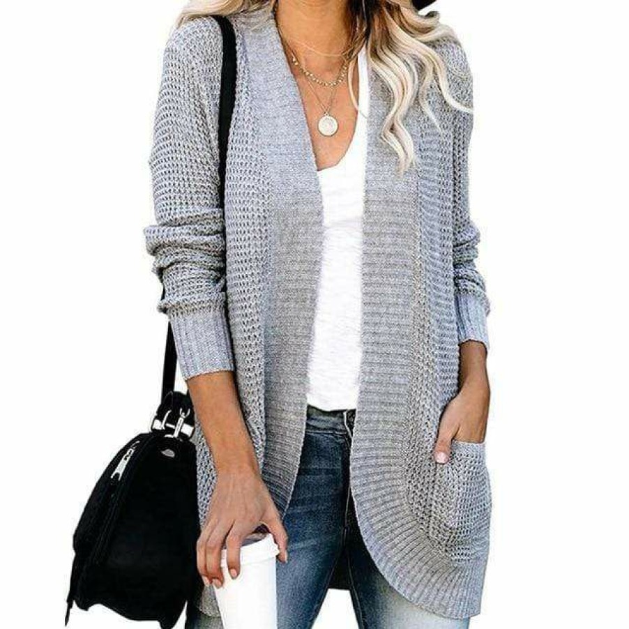 Plus Size Boho Beach Hut Beach | Boho Beach Hut Tops Loose Fit Long Sleeve Knitted Cardigan