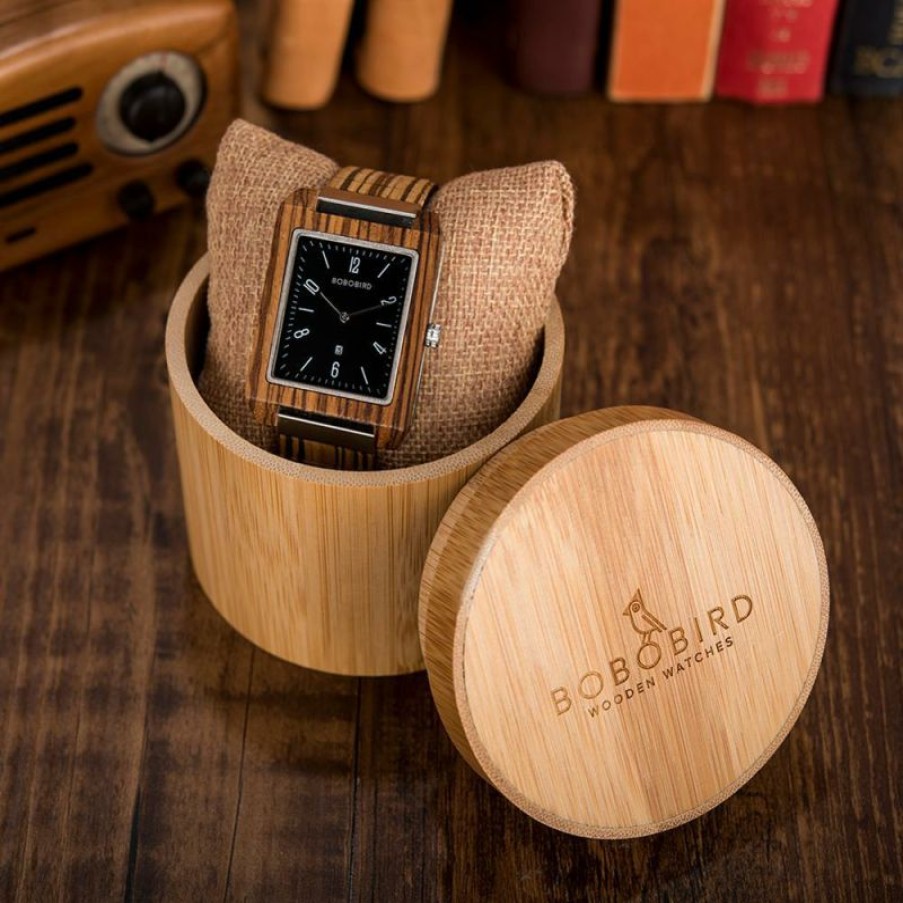 Watches Boho Beach Hut Beach | Boho Beach Hut Men'S Watches Bobo Bird Wood Strap Wristwatch Quartz Watch