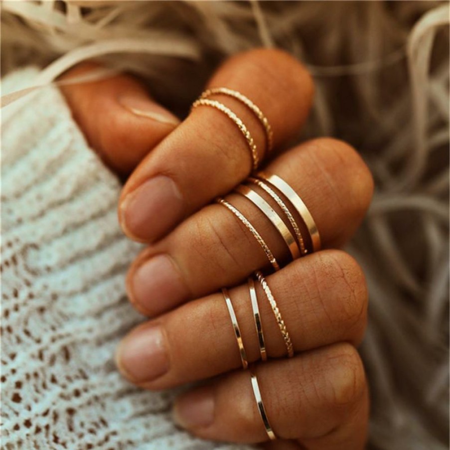 Jewelry Boho Beach Hut Beach | Boho Beach Hut Knuckle Ring Set Jewelry Gold