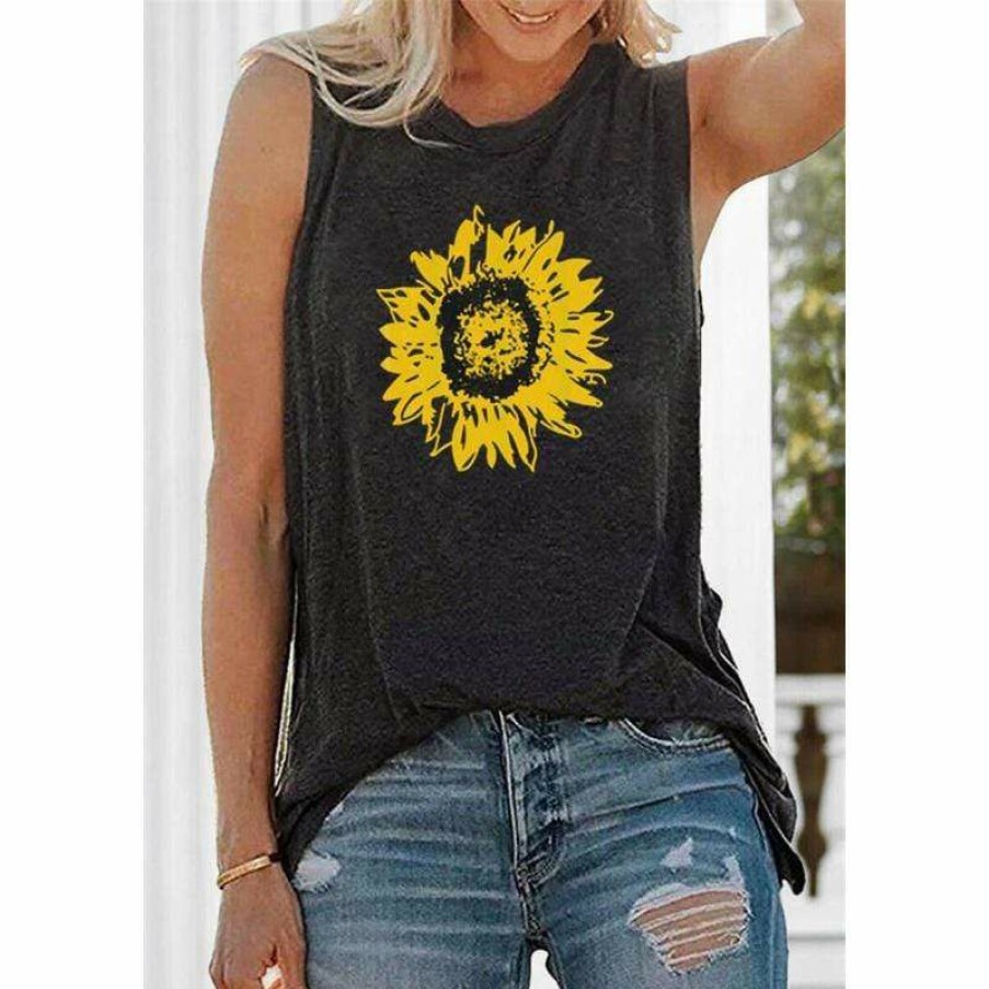 Plus Size Boho Beach Hut Beach | Boho Beach Hut Tops Casual Summer Tank Dark Gray