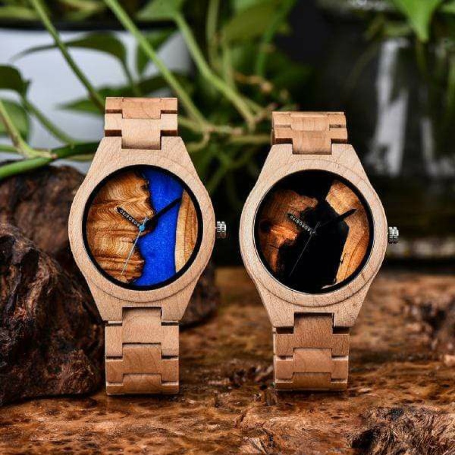 Watches Boho Beach Hut Beach | Boho Beach Hut Bobo Bird Bamboo Unique Wooden Quartz Watch Men'S Watches