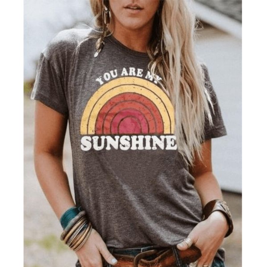 Plus Size Boho Beach Hut Beach | Boho Beach Hut Tops You Are My Sunshine Tee Gray