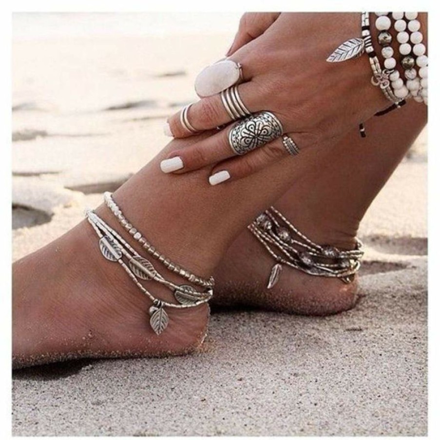 Jewelry Boho Beach Hut Beach | Boho Beach Hut Boho Multi Layer Beaded Foot Jewelry