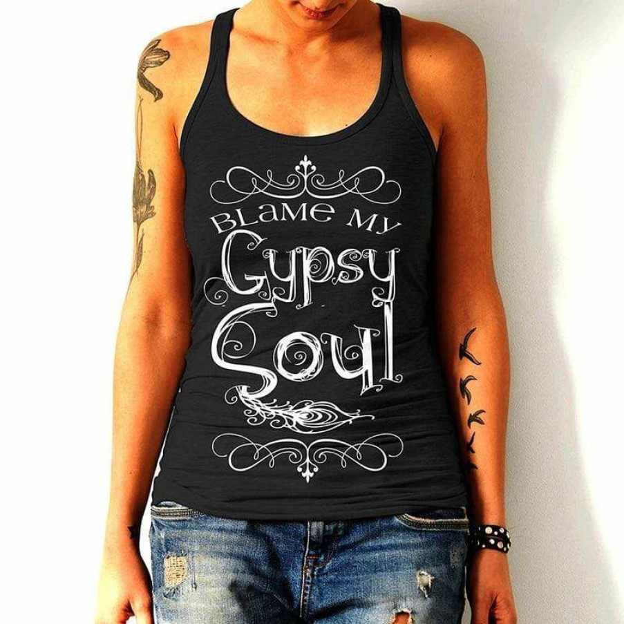 Plus Size Boho Beach Hut Beach | Boho Beach Hut Blame My Gypsy Soul Tank Tops Black