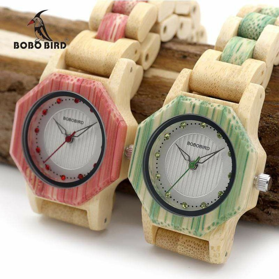 Watches Boho Beach Hut Beach | Boho Beach Hut Women'S Watches Bobo Bird Natural Bamboo Colorful Wooden Watch