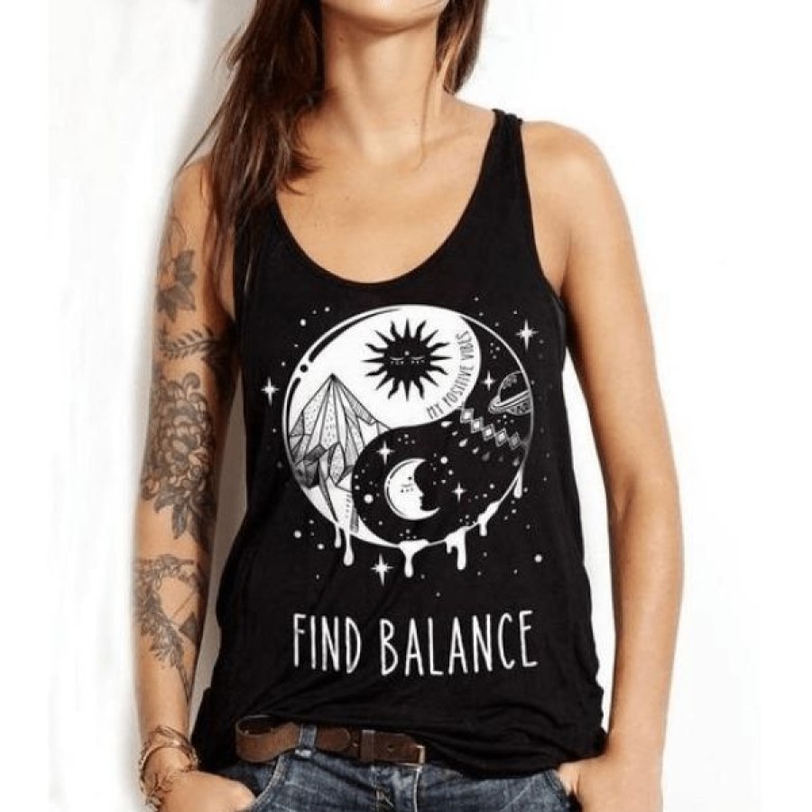 Plus Size Boho Beach Hut Beach | Boho Beach Hut Find Balance Tank Black