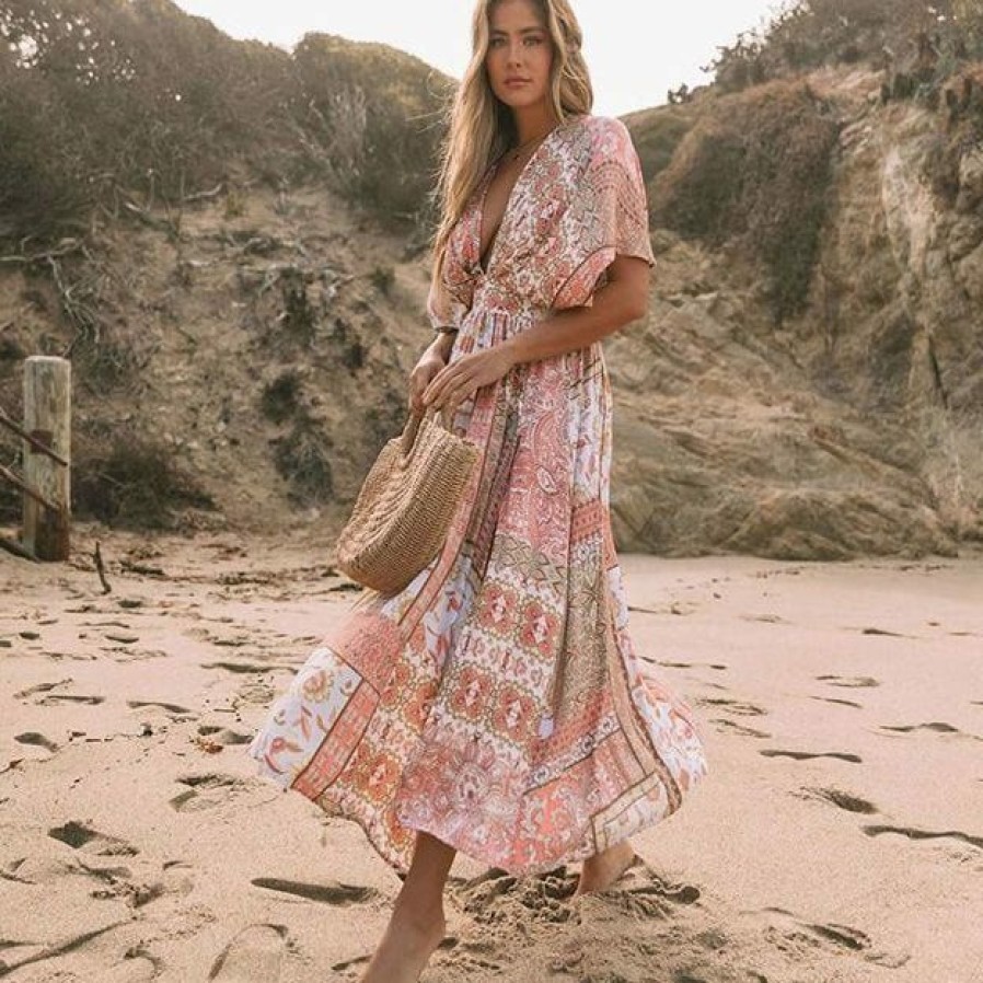 Plus Size Boho Beach Hut Beach | Boho Beach Hut Swim Boho Summer Floral Beach Cover Up Maxi Dress