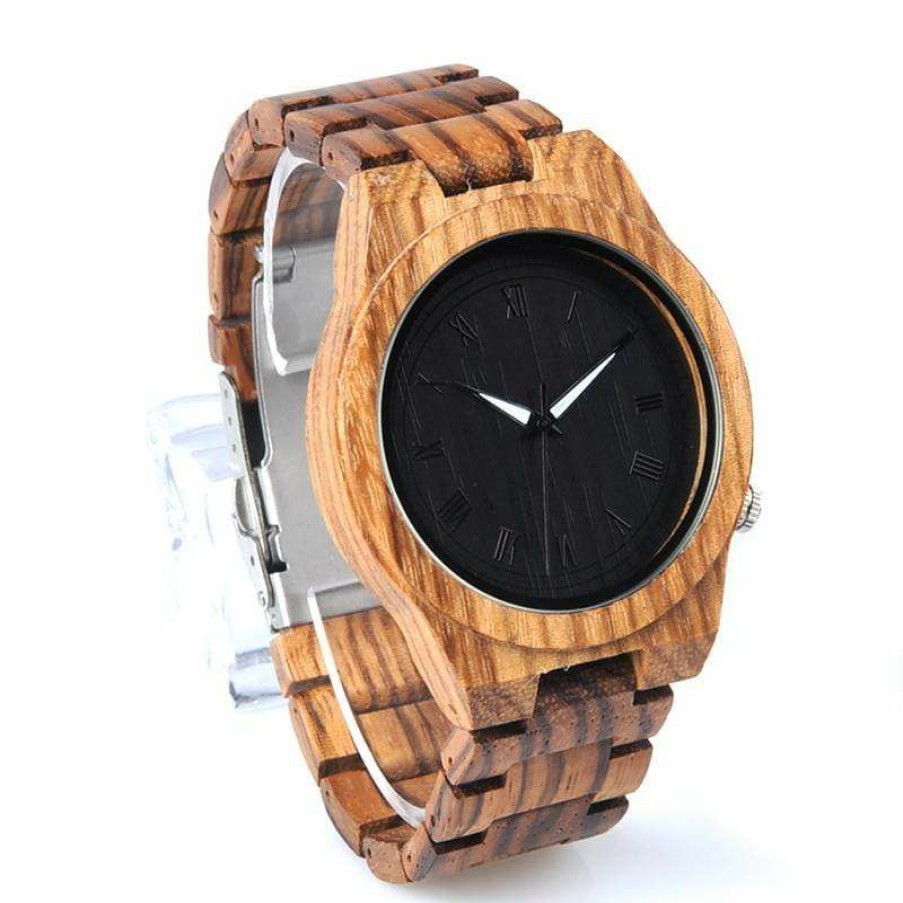 Watches Boho Beach Hut Beach | Boho Beach Hut Bobo Bird En Quartz Watch Analog Luminous Pointers Men'S Watches Zebra Wood