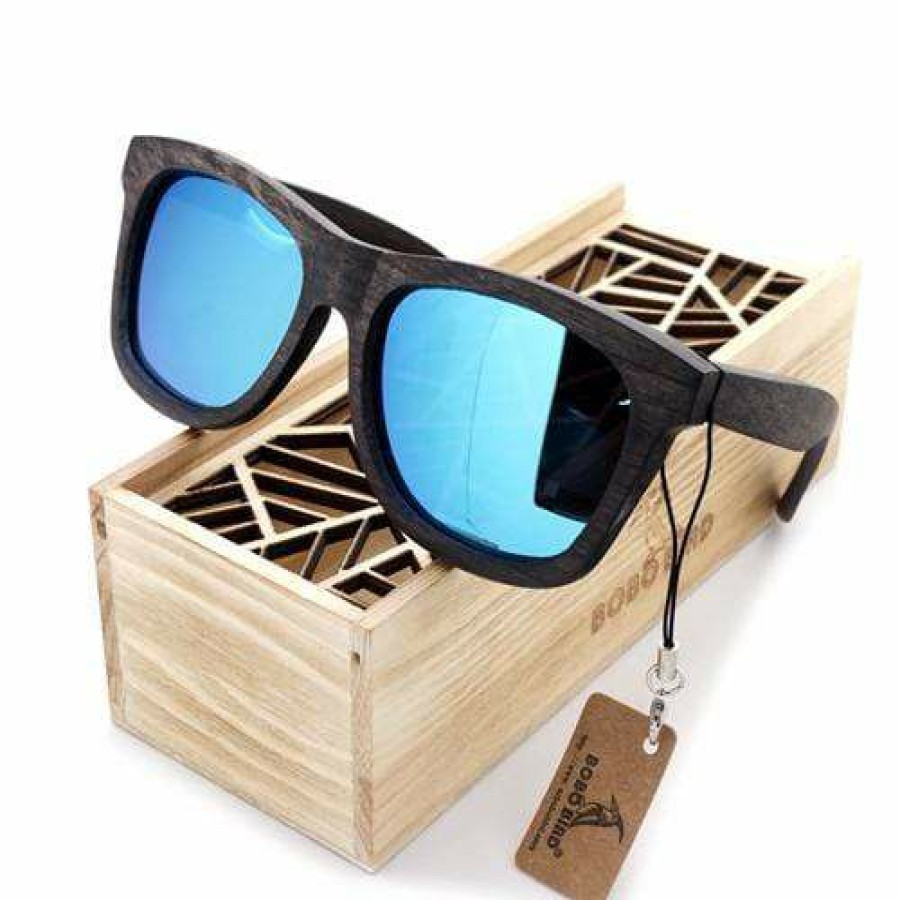 Sunglasses Boho Beach Hut Beach | Boho Beach Hut Bobo Bird Black Wooden Sunglasses- Polarized Lenses