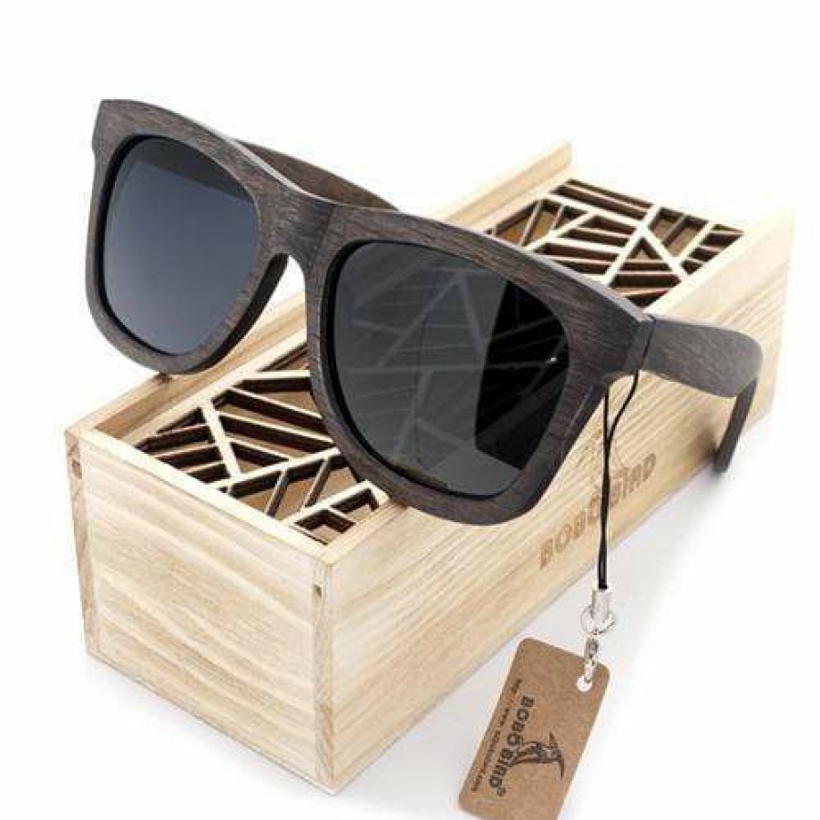 Sunglasses Boho Beach Hut Beach | Boho Beach Hut Bobo Bird Black Wooden Sunglasses- Polarized Lenses