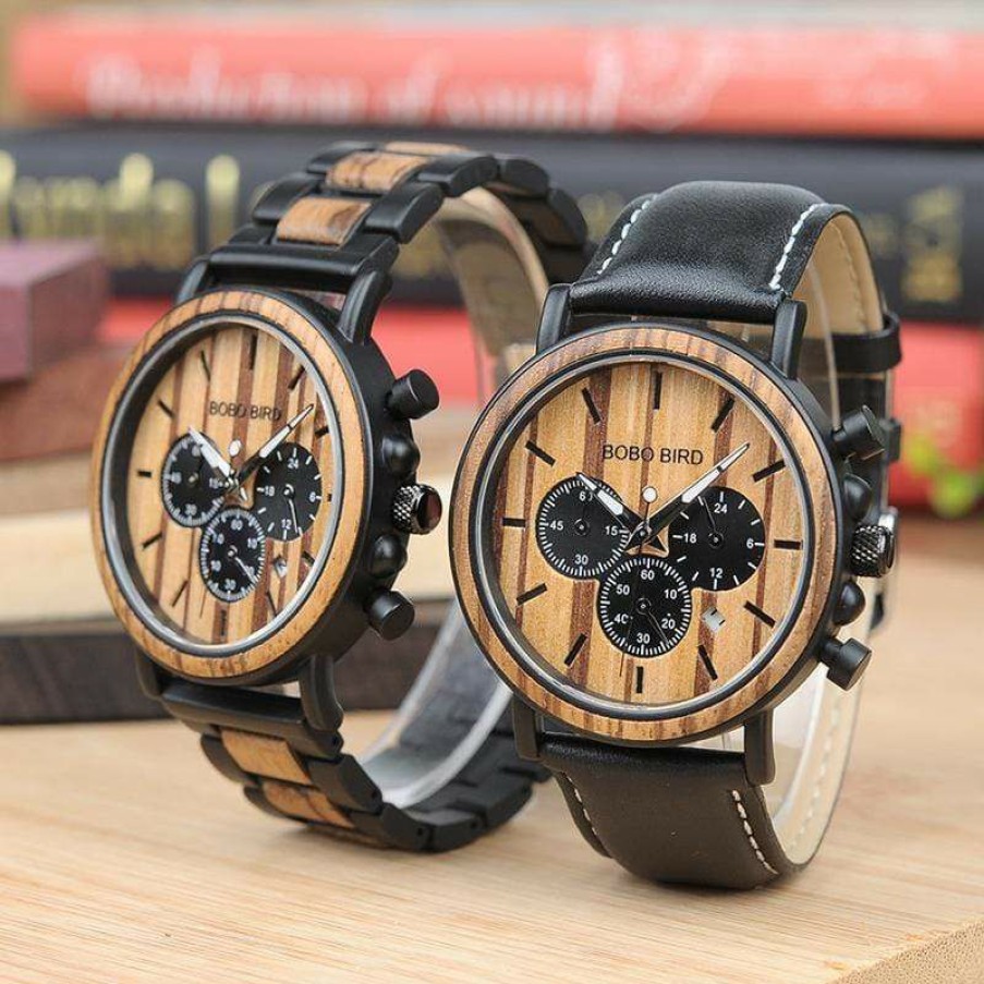 Watches Boho Beach Hut Beach | Boho Beach Hut Bobo Bird Luxury Wooden Watch Chronograph Men'S Watches