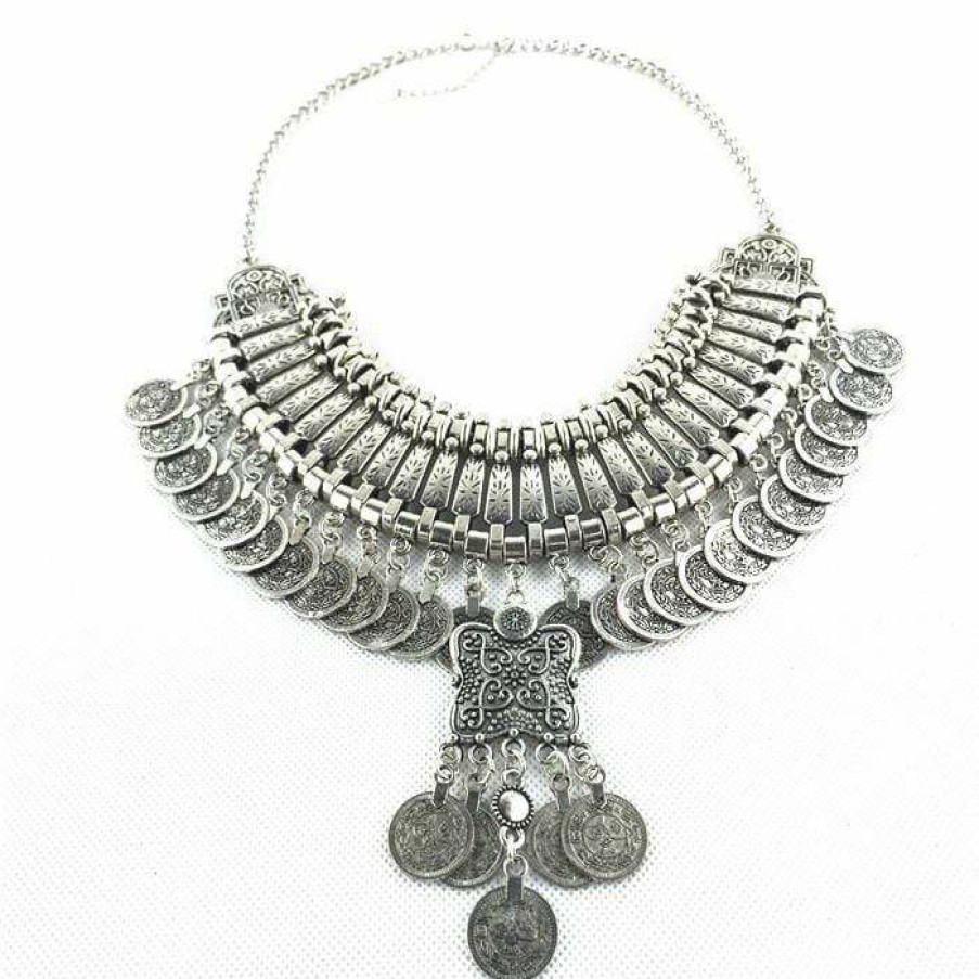 Jewelry Boho Beach Hut Beach | Boho Beach Hut Jewelry Long Coin Necklace Silver