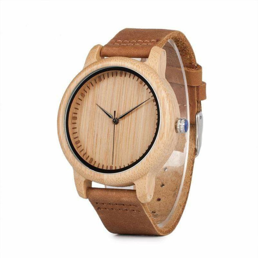 Watches Boho Beach Hut Beach | Boho Beach Hut Bobo Bird Natural Bamboo Wooden Watch With Leather Band & No Dials Women'S Watches Brown