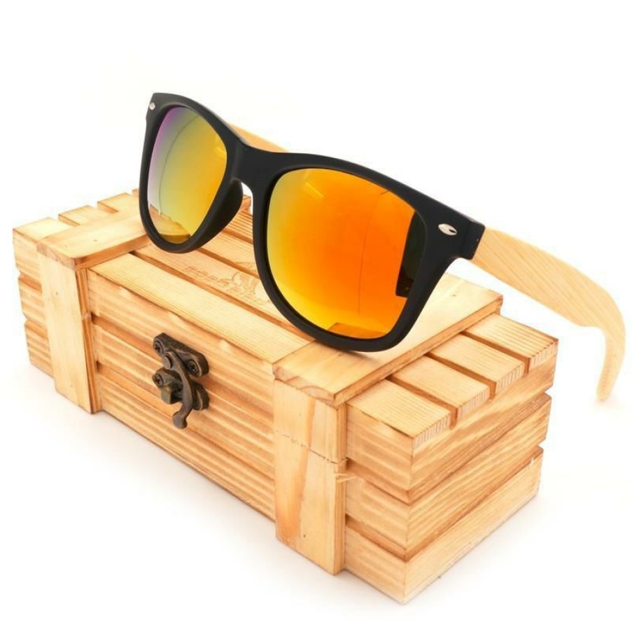 Sunglasses Boho Beach Hut Beach | Boho Beach Hut Bobo Bird Oval Wooden Sunglasses- Polarized Lenses Men'S Sunglasses