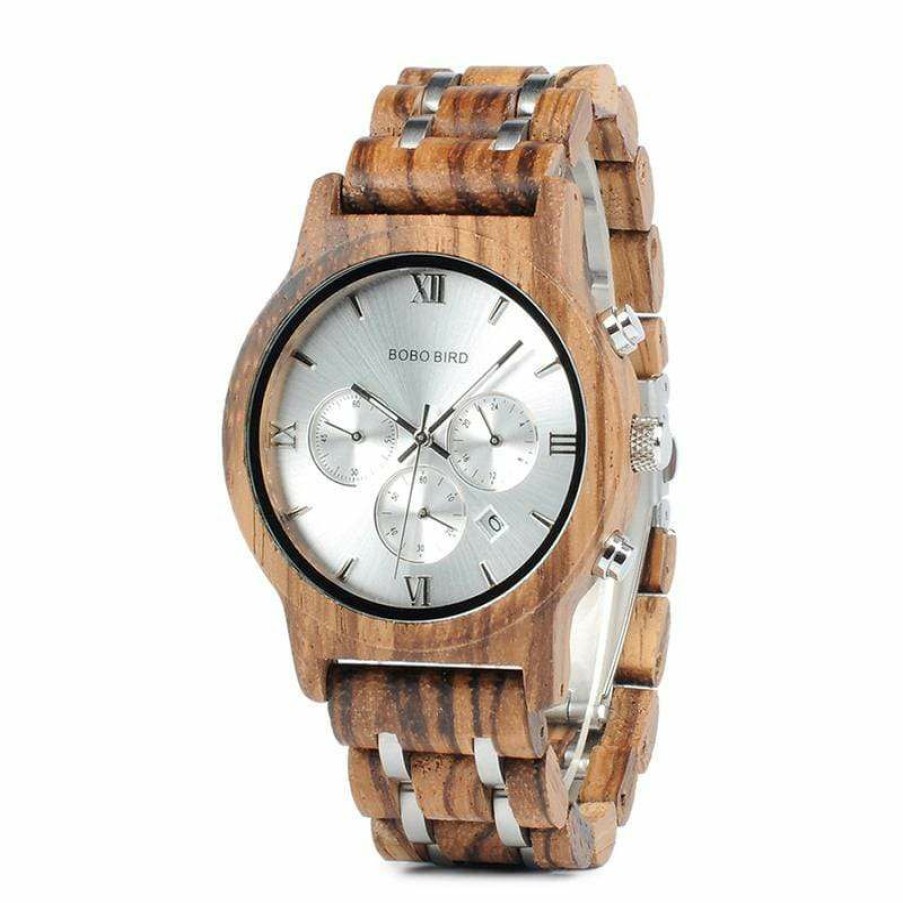 Watches Boho Beach Hut Beach | Boho Beach Hut Bobo Bird Zebra Wooden Quartz Watch Date Display