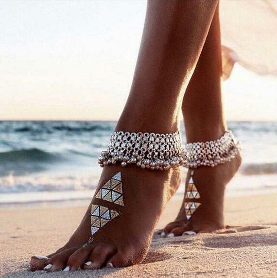 Jewelry Boho Beach Hut Beach | Boho Beach Hut Boho Barefoot Ankle Jewelry Silver