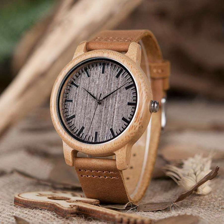 Watches Boho Beach Hut Beach | Boho Beach Hut Men'S Watches Bobo Bird Casual Bamboo Wooden Watch With Quartz Brown