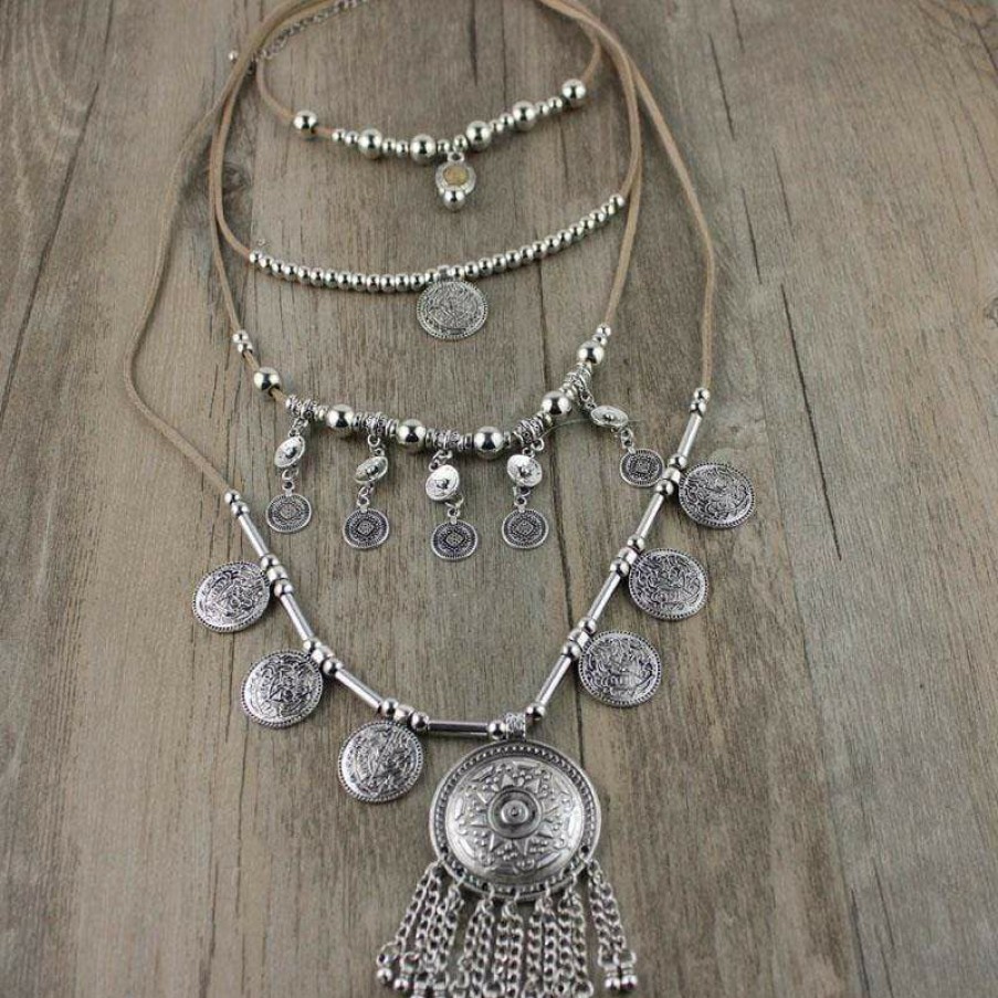 Jewelry Boho Beach Hut Beach | Boho Beach Hut Jewelry Boho Multi Layer Necklace Silver